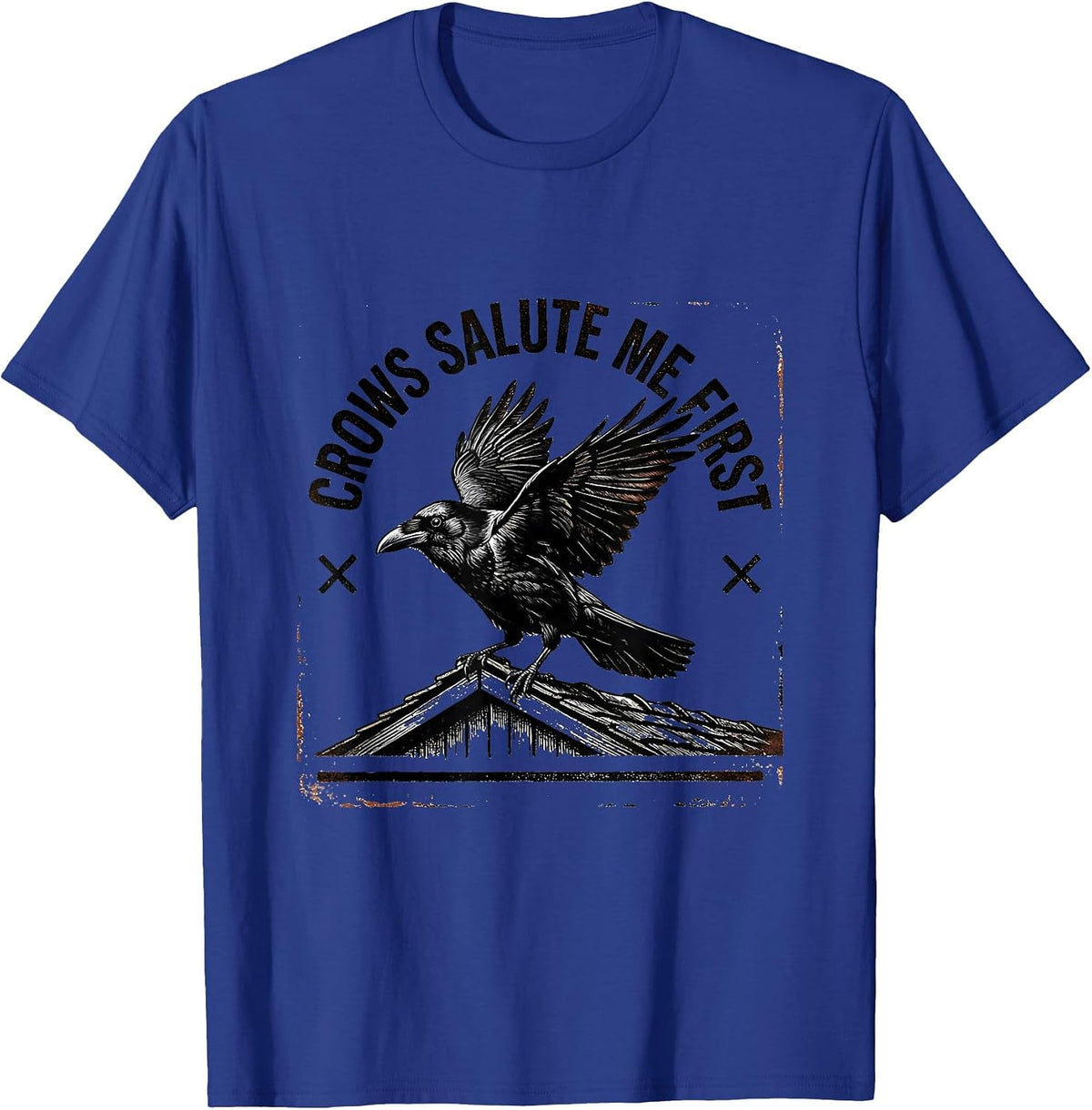 Men's Crows Salute Me First Gothic Crow Humor Bird Lover T-Shirt - Royal Blue