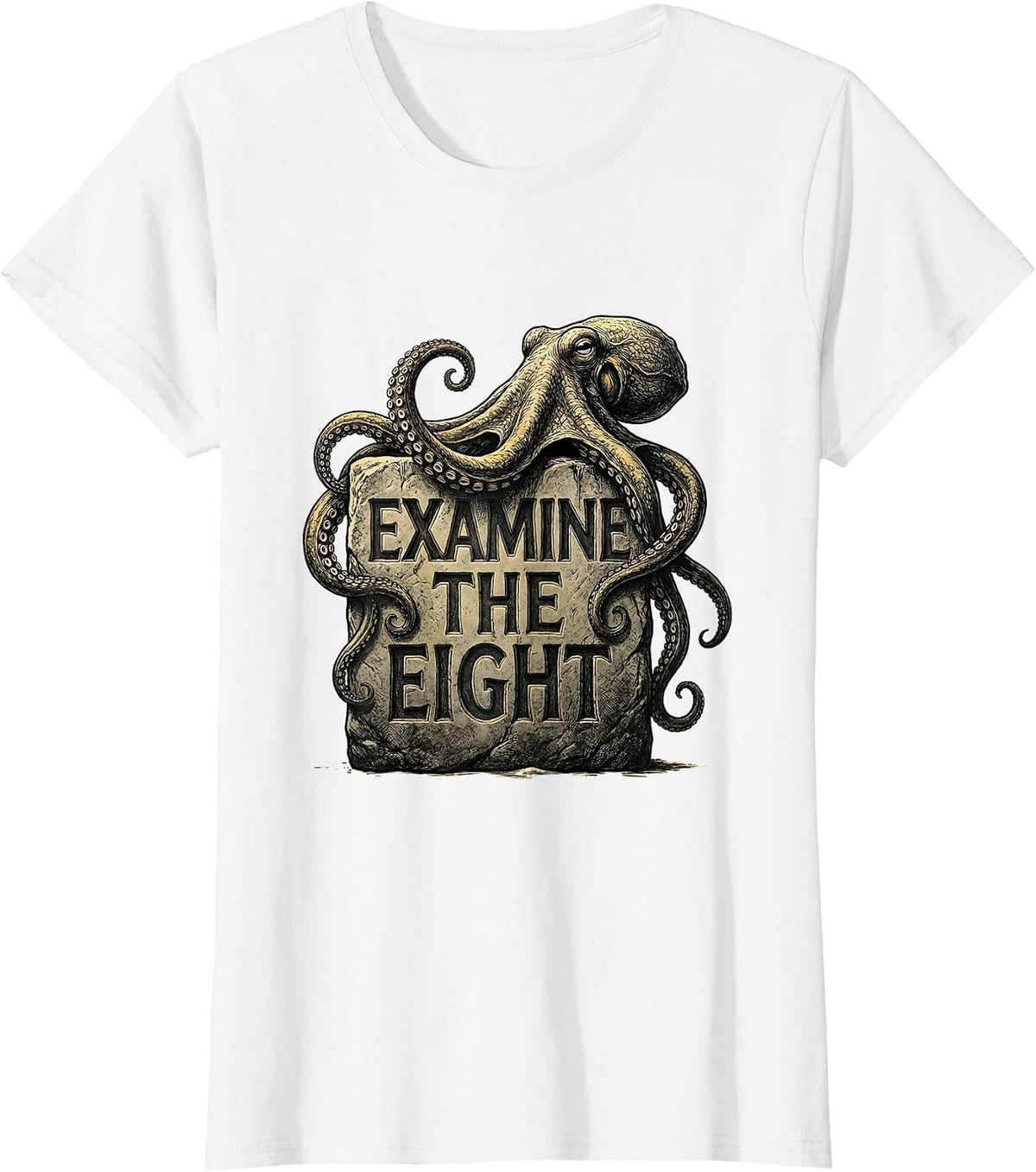 Examine The Eight Octopus Lover Vintage Sea Creature T-Shirt - White