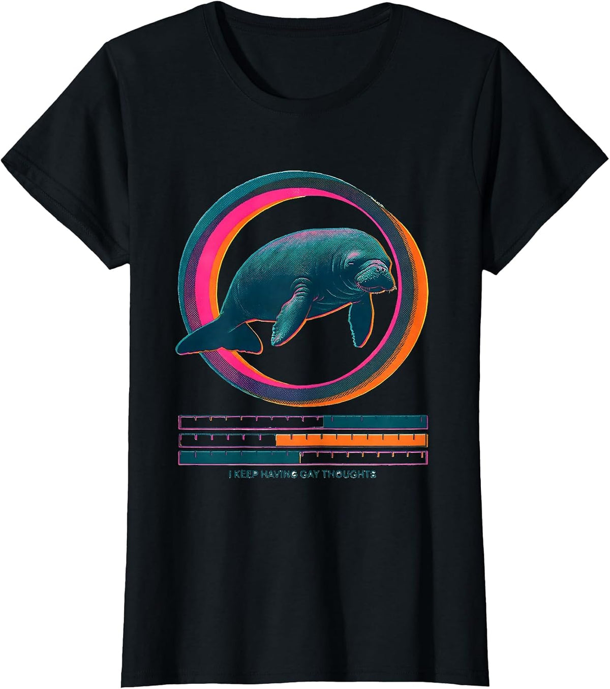 I Keep Having Gay Thoughts Funny Manatee Meme Bootleg Humor T-Shirt - Black
