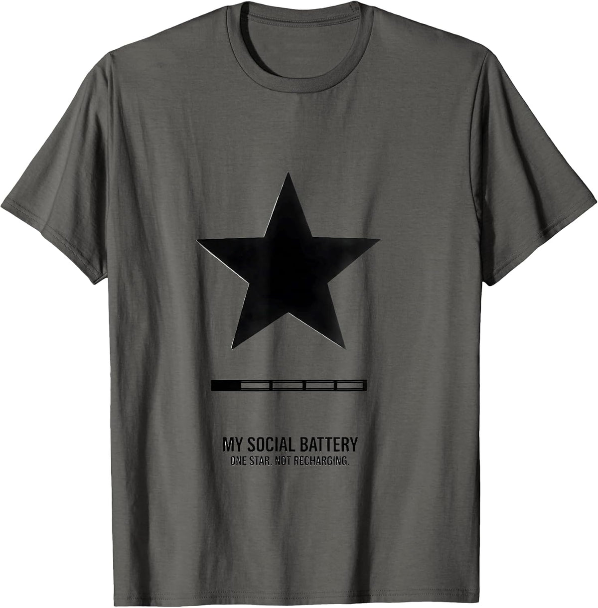 Men's My Social Battery One Star Not Recharging Sarcastic T-Shirt - Asphalt Grey