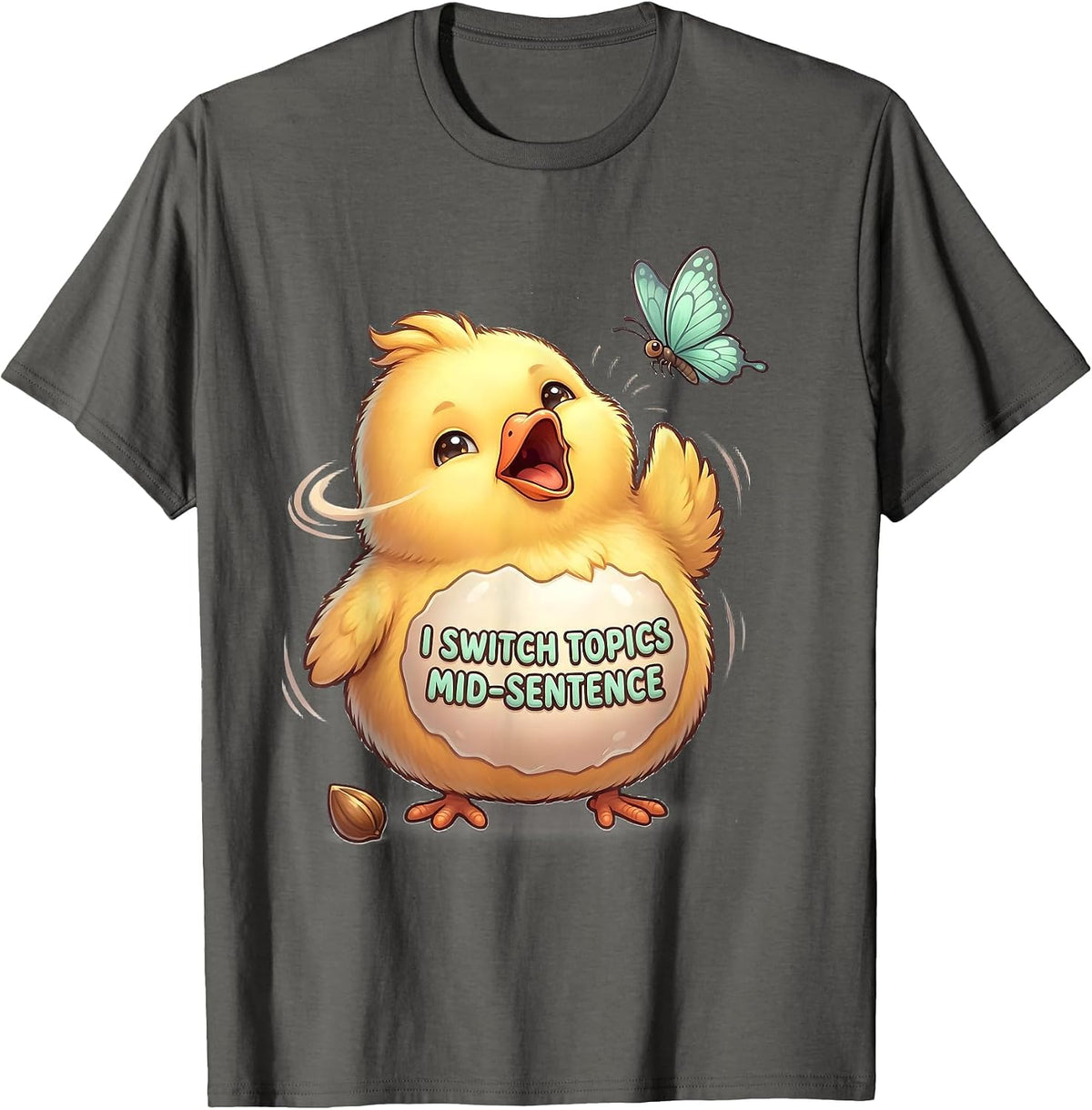 Men's I Switch Topics Mid-Sentence Cute Kawaii Neurodiversity T-Shirt - Asphalt Grey