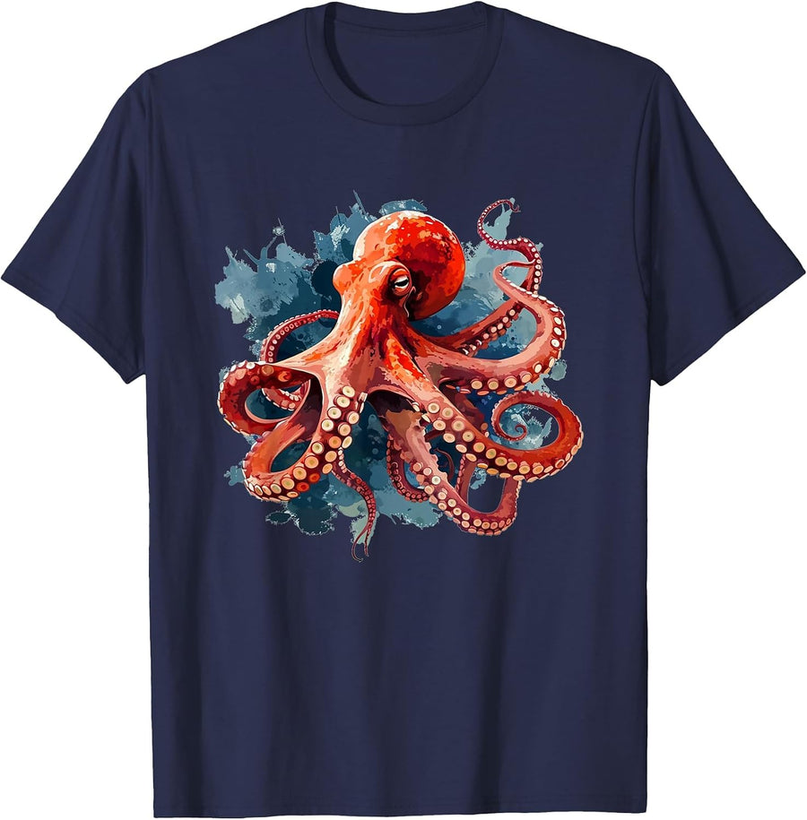 Cool Big red Octopus Costume for Squid Lovers T-Shirt - Navy Blue