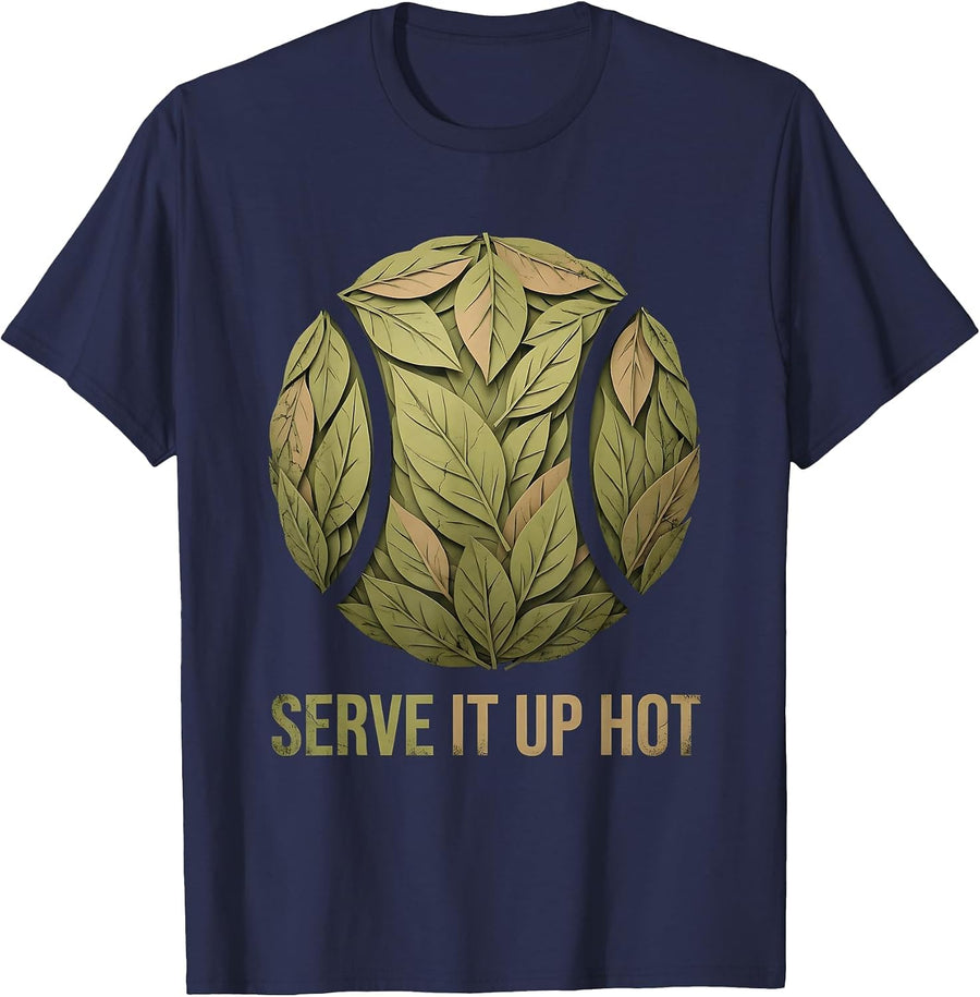 Serve It Up Hot Tennis Graphic Design T-Shirt - Navy Blue