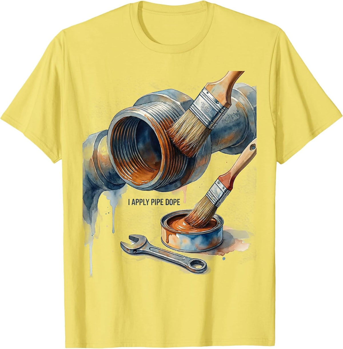 Men's I Apply Pipe Dope Funny Plumber Pipefitter Steamfitter Gift T-Shirt - Lemon Yellow