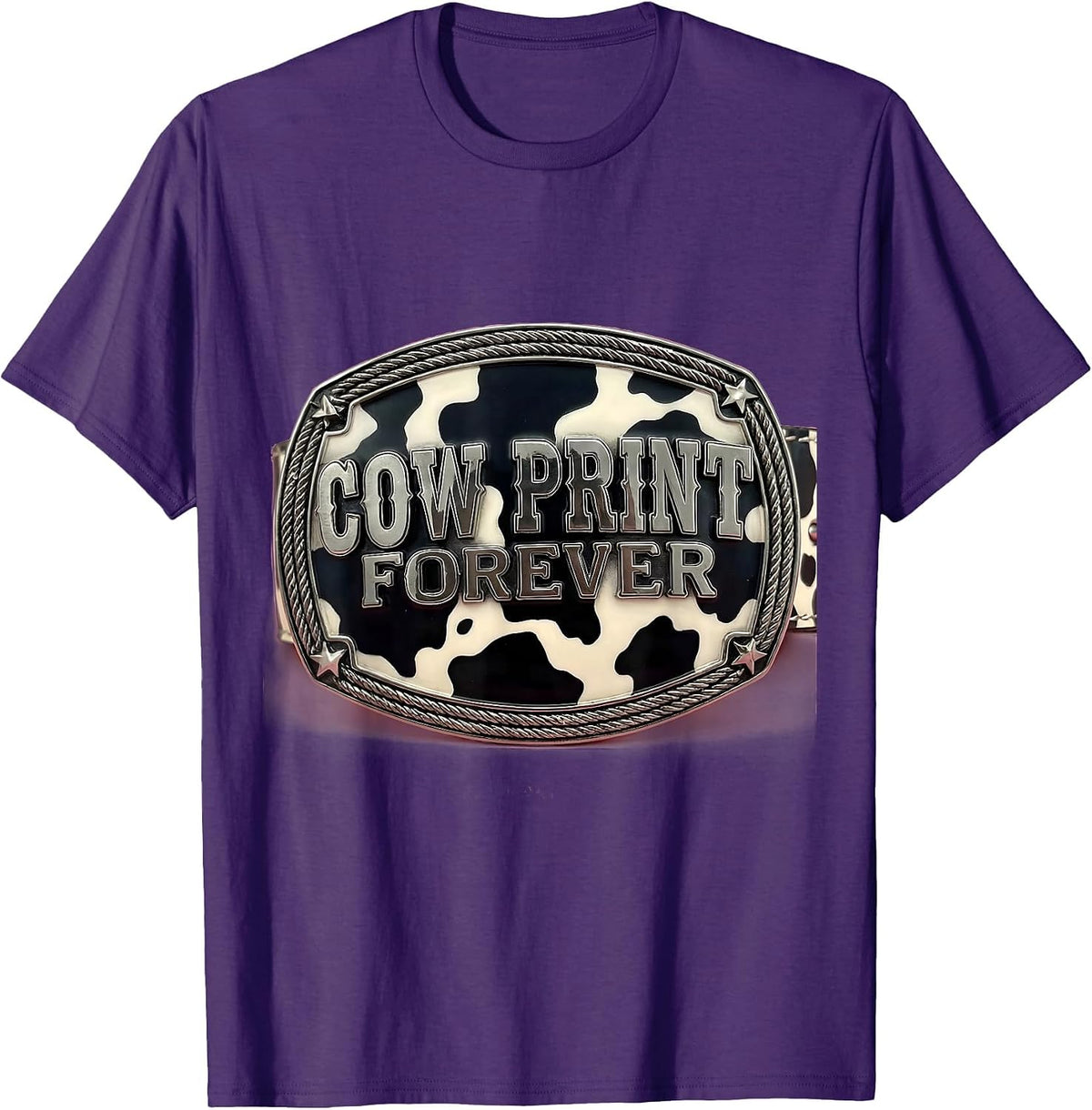 Cow Print Forever Bold Animal Pattern Design T-Shirt - Purple