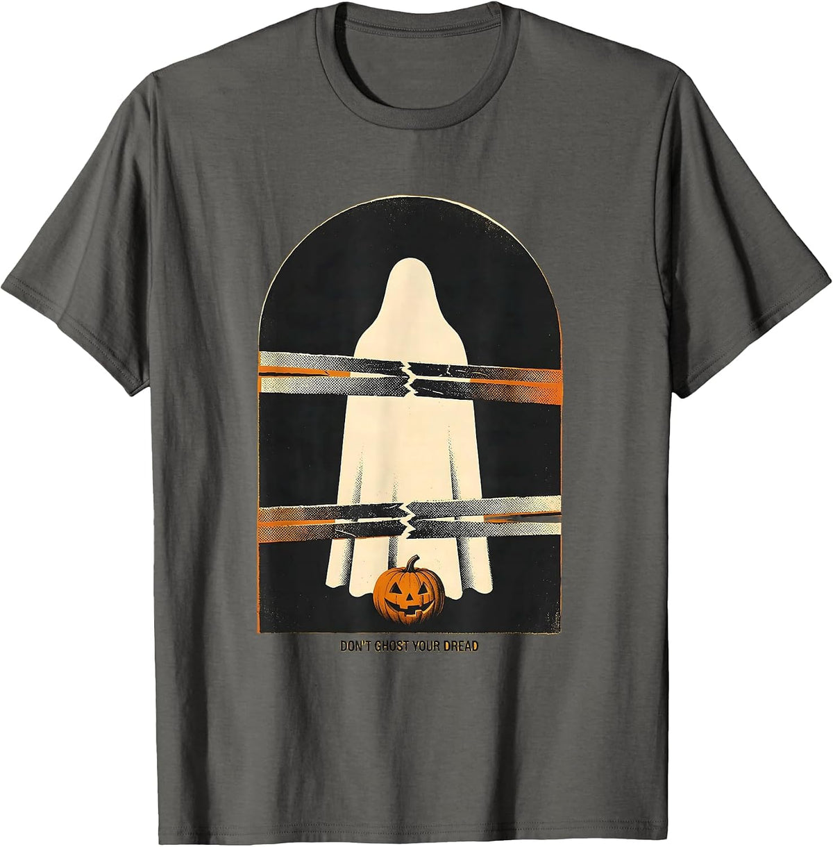 Men's Don't Ghost Your Dread Halloween Mental Health Screenprint T-Shirt - Asphalt Grey