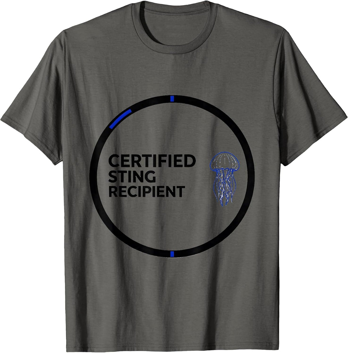 Men's Certified Sting Recipient Funny Jellyfish Ocean Animal Lover T-Shirt - Asphalt Grey