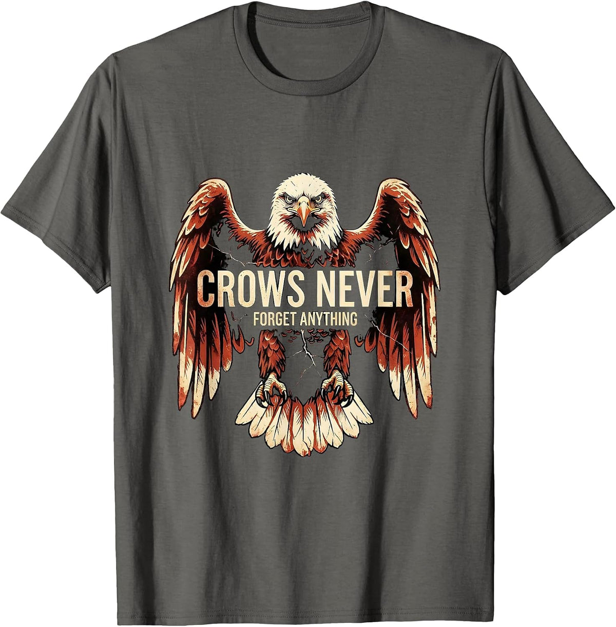 Men's Crows Never Forget Anything Bird Lover Design T-Shirt - Asphalt Grey