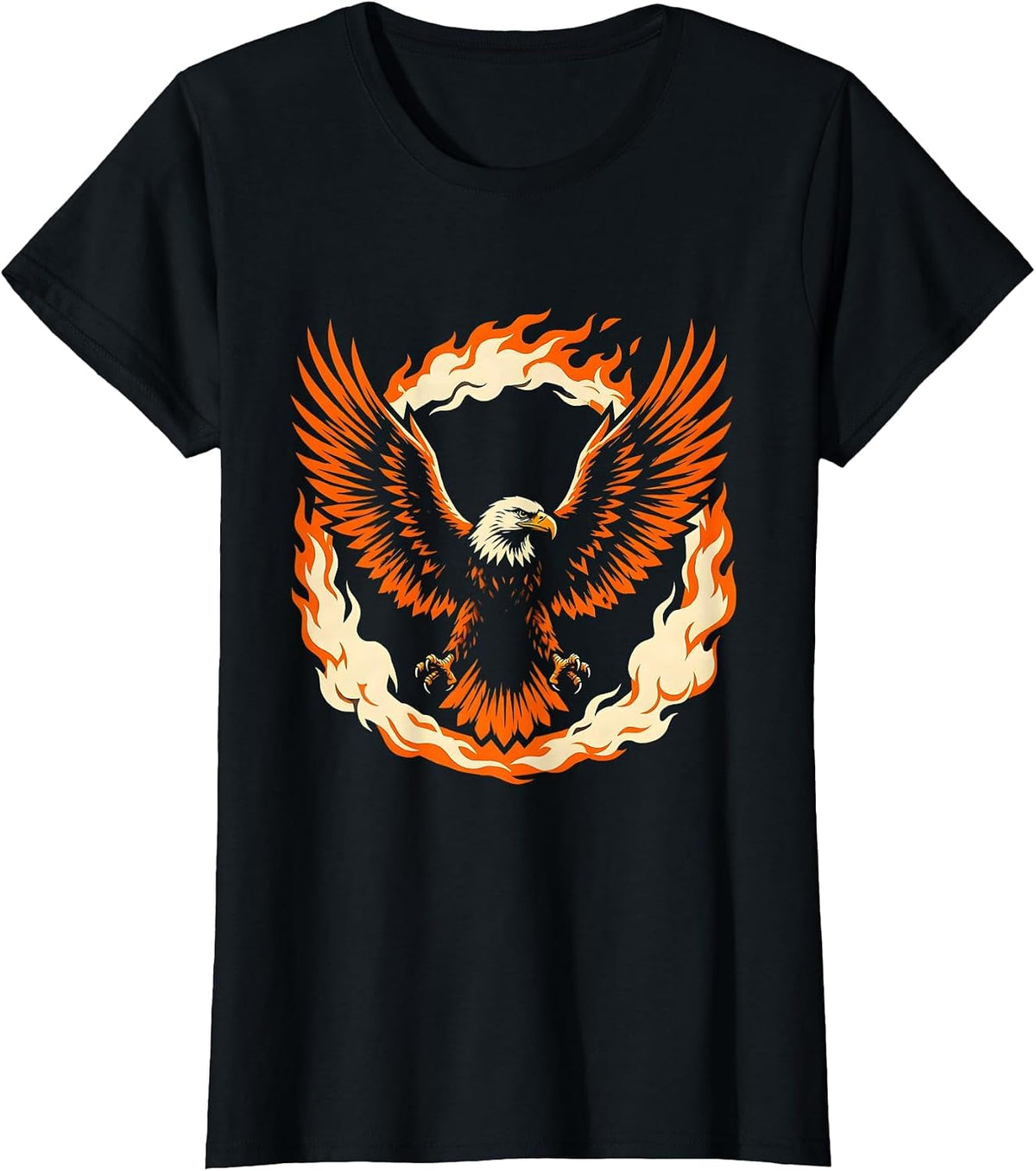 Firefighter Eagle Fire and Smoke Wings Graphic T-Shirt - Black