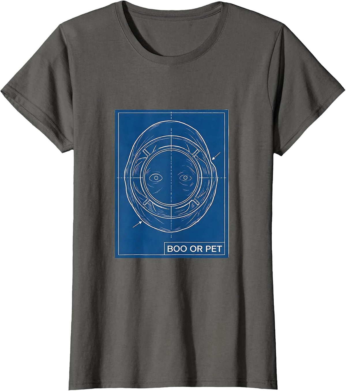 Women's Boo Or PET Technical Blueprint Radiology Tech Halloween T-Shirt - Asphalt Grey