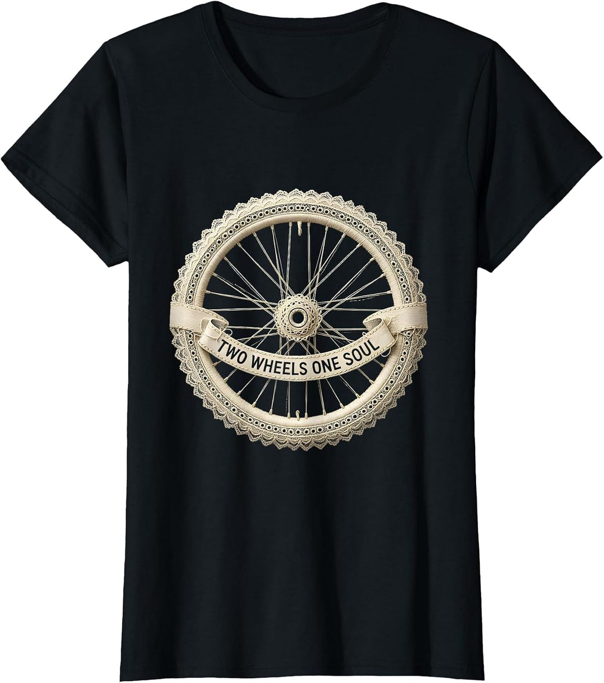 Two Wheels One Soul Mountain Bike Design T-Shirt - Black