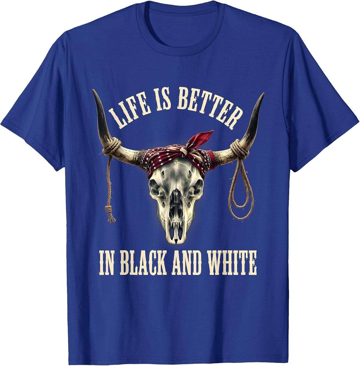 Men's Life Is Better In Black and White Radiology Design T-Shirt - Royal Blue