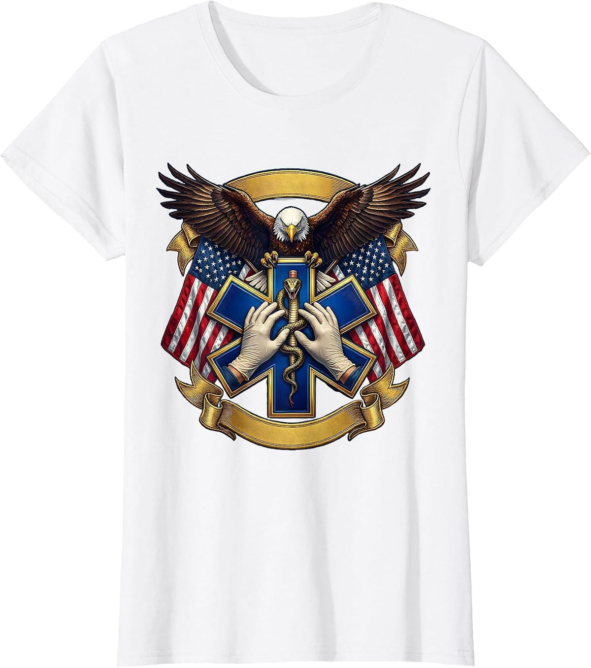 EMT Chest Compressions CPR Graphic Design T-Shirt - White