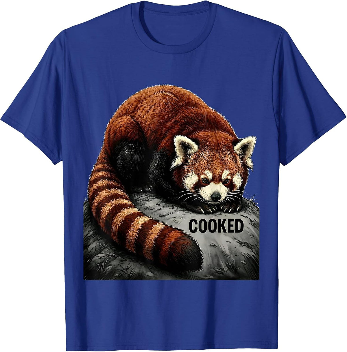 Men's Cooked Monochromatic Red Panda Lover Animal Enthusiast Humor T-Shirt - Royal Blue