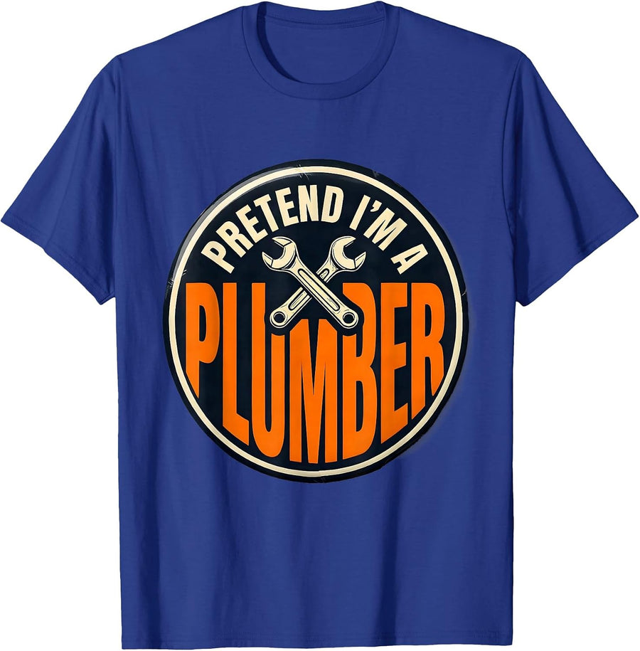 Pretend I'm A Plumber Funny Easy Halloween Costume T-Shirt - Royal Blue