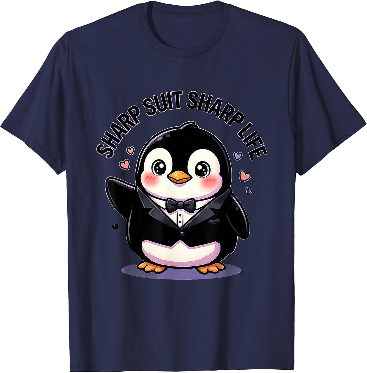 Sharp Suit Sharp Life Tuxedo Graphic Design T-Shirt - Navy Blue