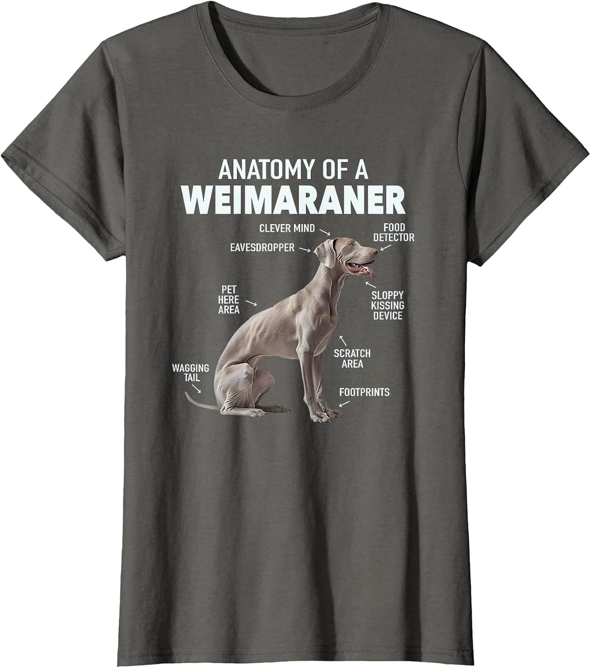 Anatomy of A Weimaraner T-Shirt - Asphalt Grey