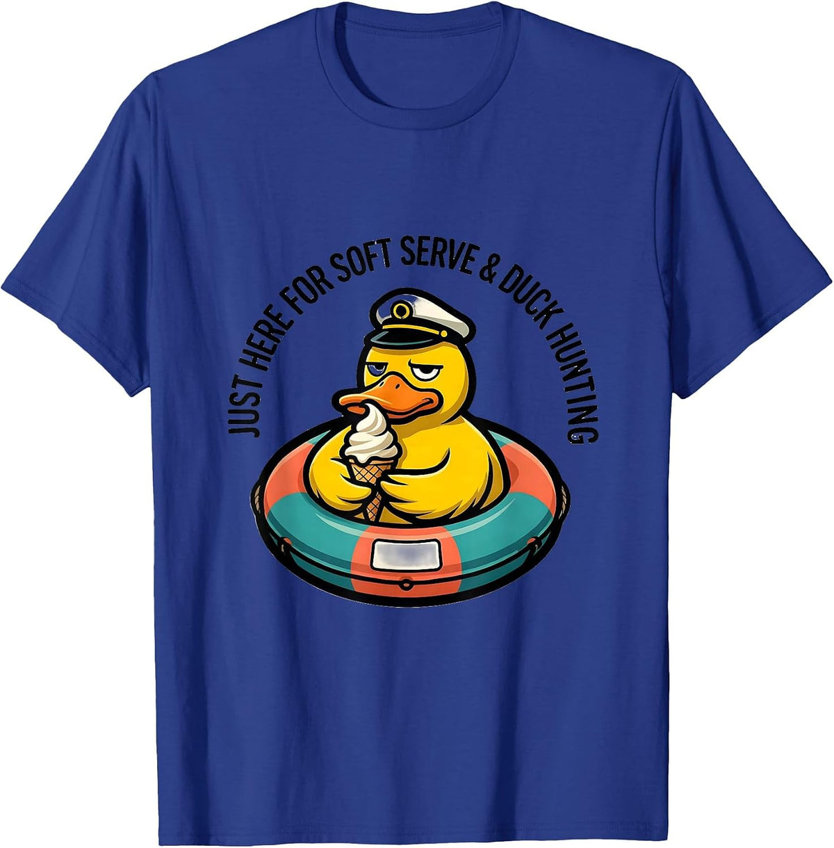 Just Here For Soft Serve & Duck Hunting Funny Cruise T-Shirt - Royal Blue