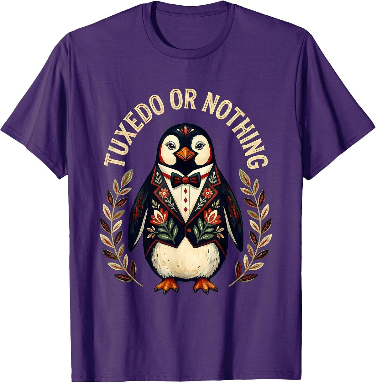 Tuxedo or Nothing Formal Style Design T-Shirt - Purple
