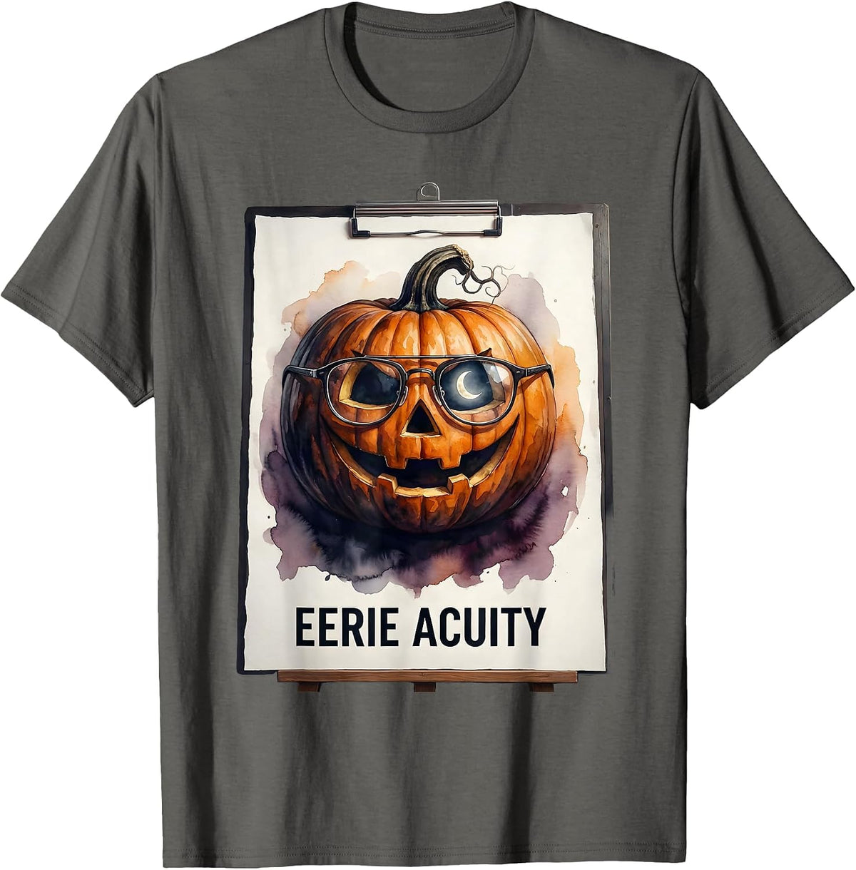 Men's Eerie Acuity Watercolor Halloween Optometrist Eye Doctor T-Shirt - Asphalt Grey