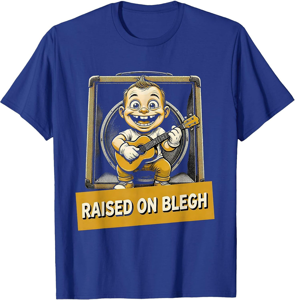 Raised On Blegh Funny Retro Cartoon Heavy Metal Metalhead T-Shirt - Royal Blue