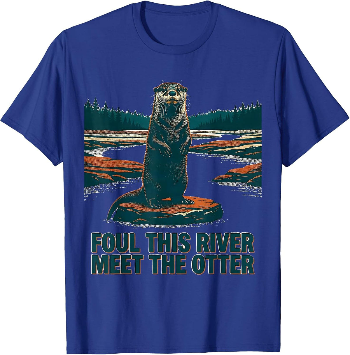 Foul This River Meet The Otter Vintage National Parks T-Shirt - Royal Blue