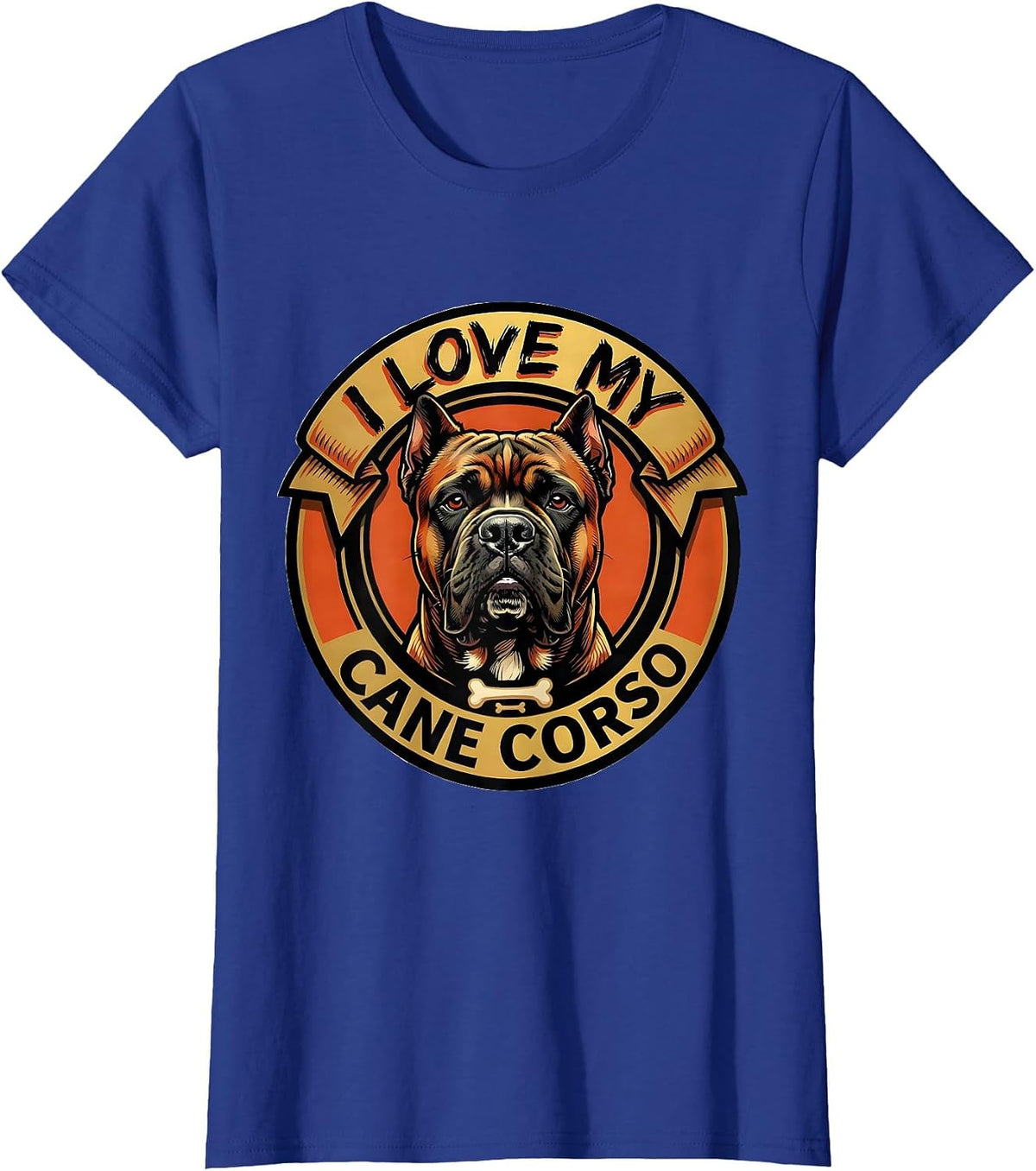 Women's I Love My Cane Corso Sign Painter Showcard Dog Owner Pride T-Shirt - Royal Blue