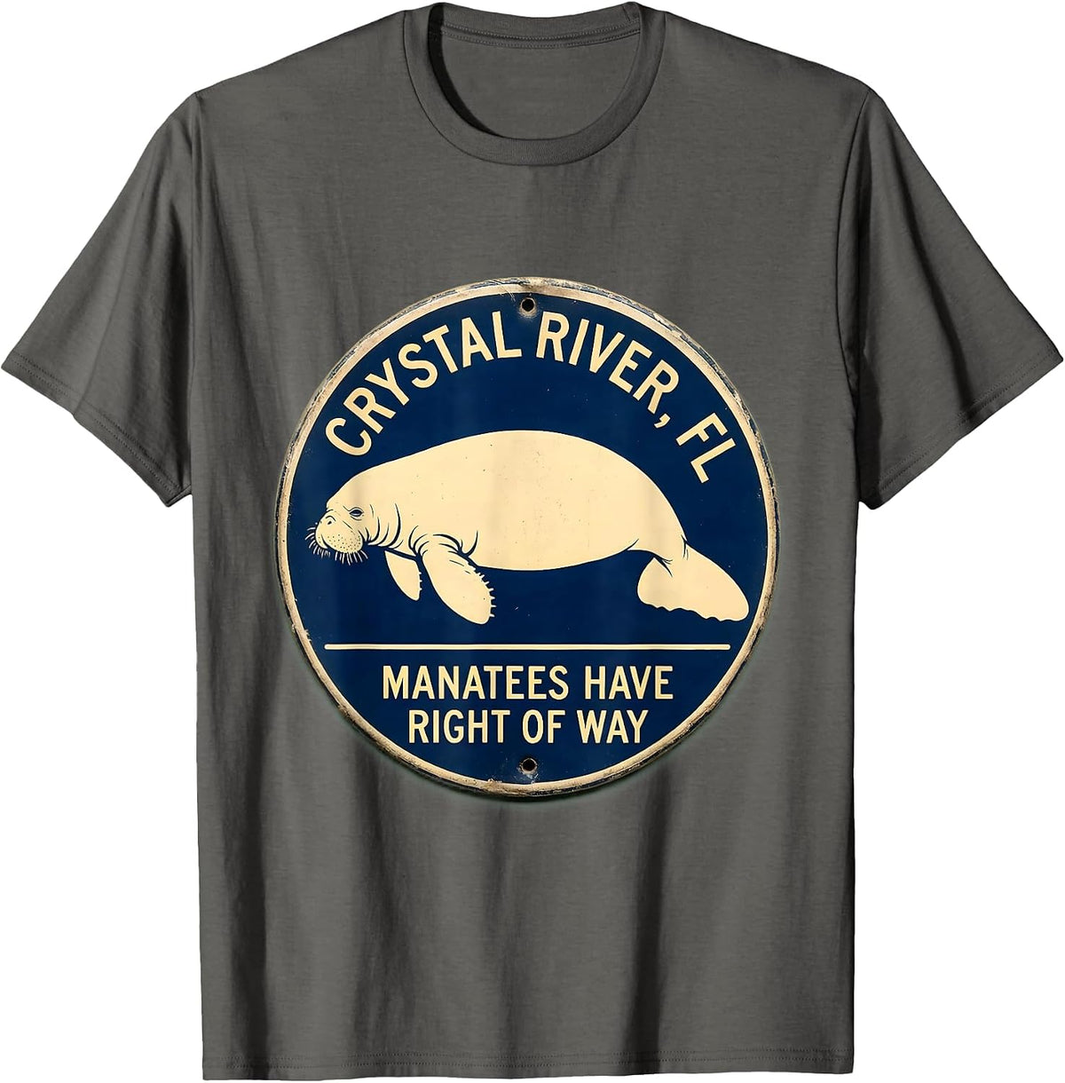Men's Crystal River, FL — Manatees Have Right Of Way Florida T-Shirt - Asphalt Grey