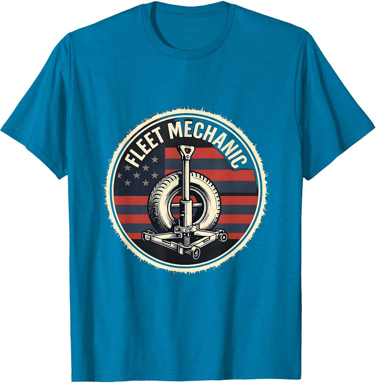 Fleet Mechanic Patriotic American Flag Mechanic Gift T-Shirt - Sapphire Blue