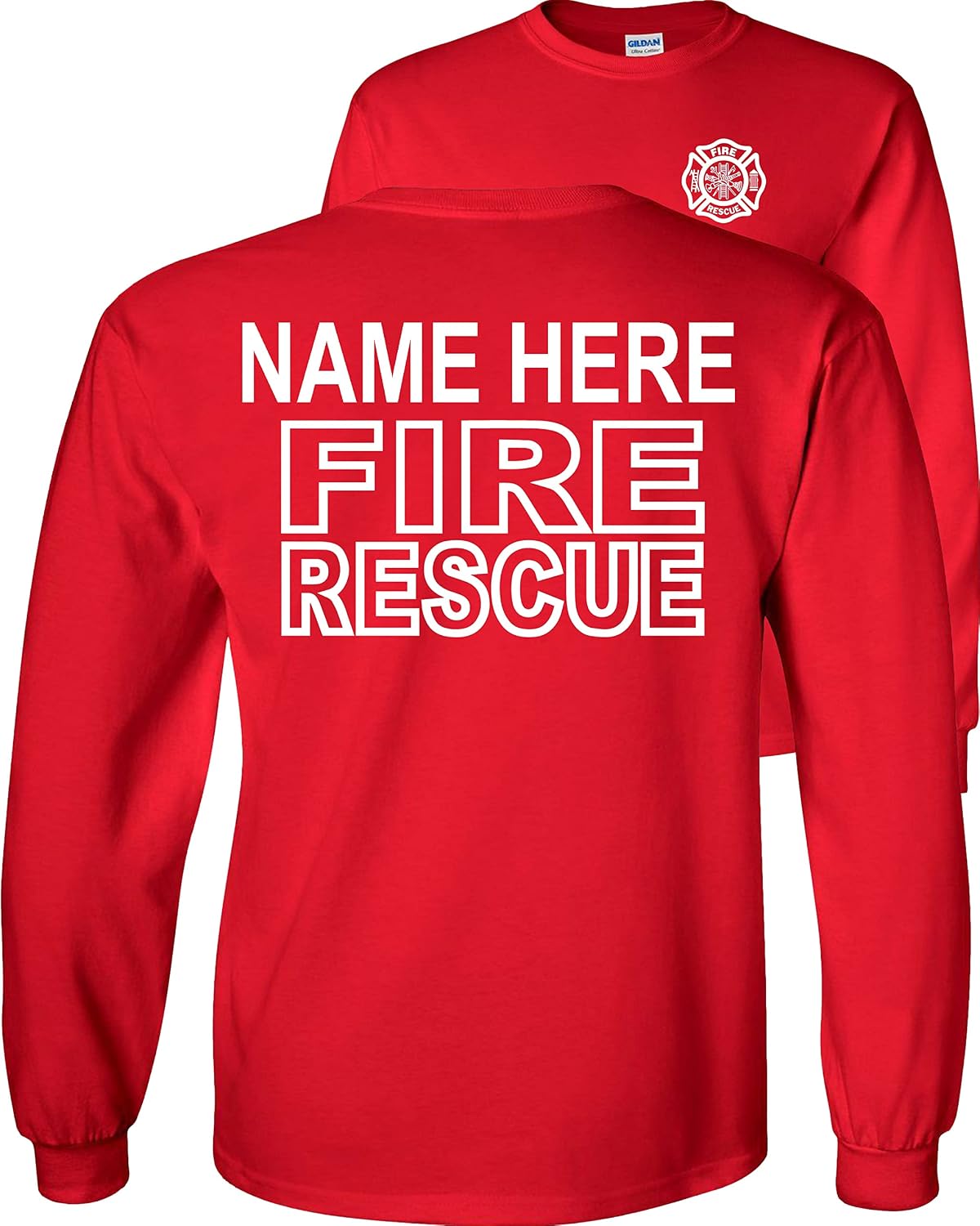 FAIR GAME Custom Fire Rescue Long Sleeve Shirt Personalized - Red