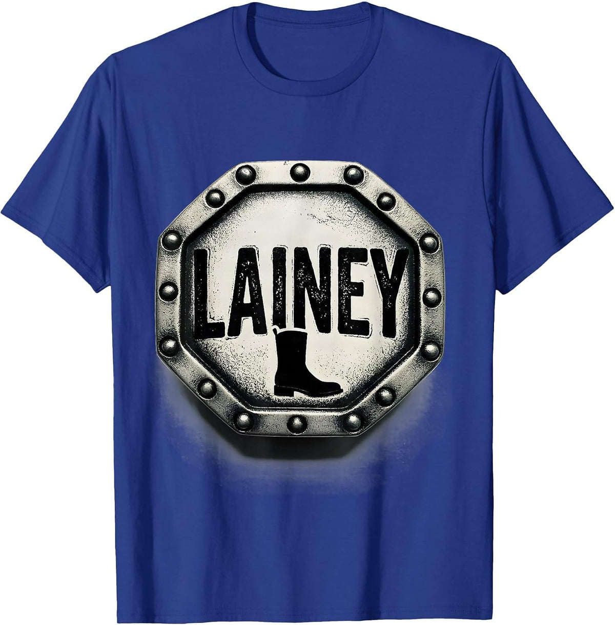 Lainey Rubber Stamp Western Cowgirl Name Gift for Girls T-Shirt - Royal Blue