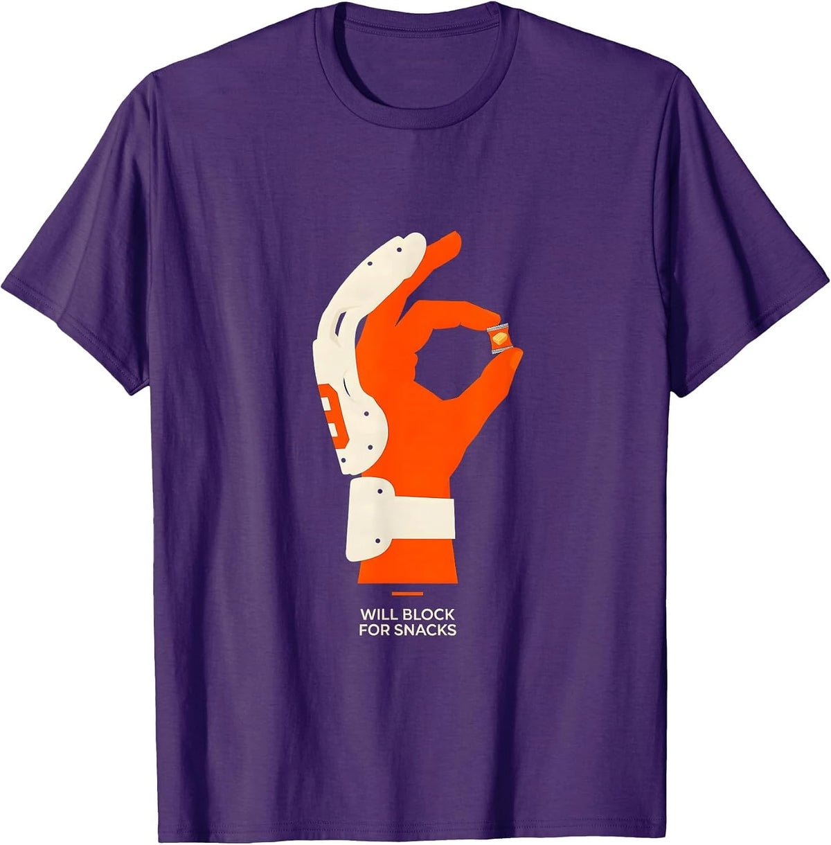 Will Block For Snacks Funny Football Lineman Offensive Line T-Shirt - Purple