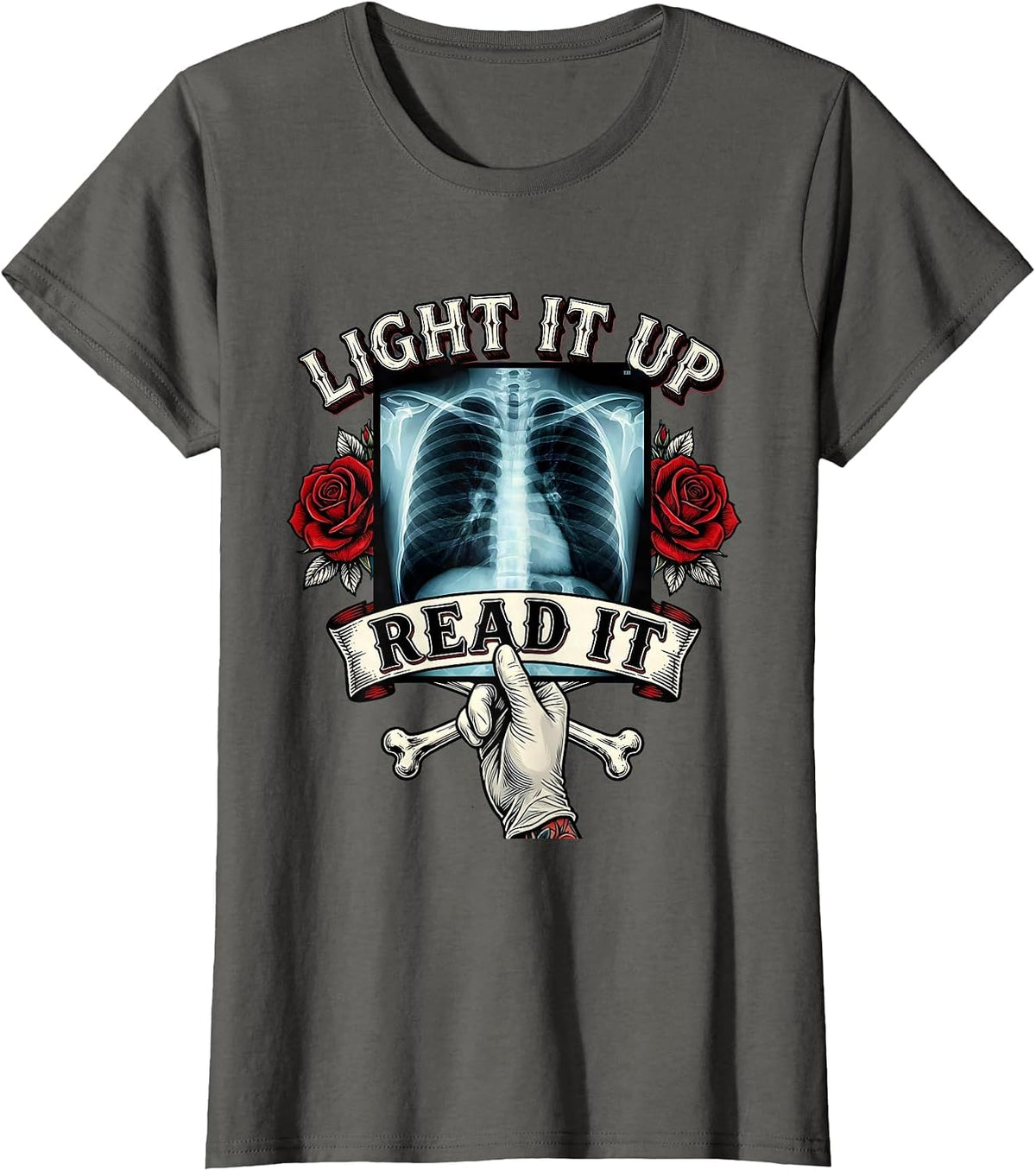 Women's Light It Up Read It Radiology Design T-Shirt - Asphalt Grey