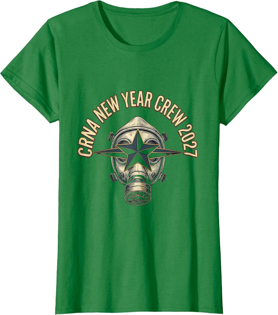 Women's CRNA New Year Crew 2027 Vintage Nurse Crew New Years Eve T-Shirt - Kelly Green