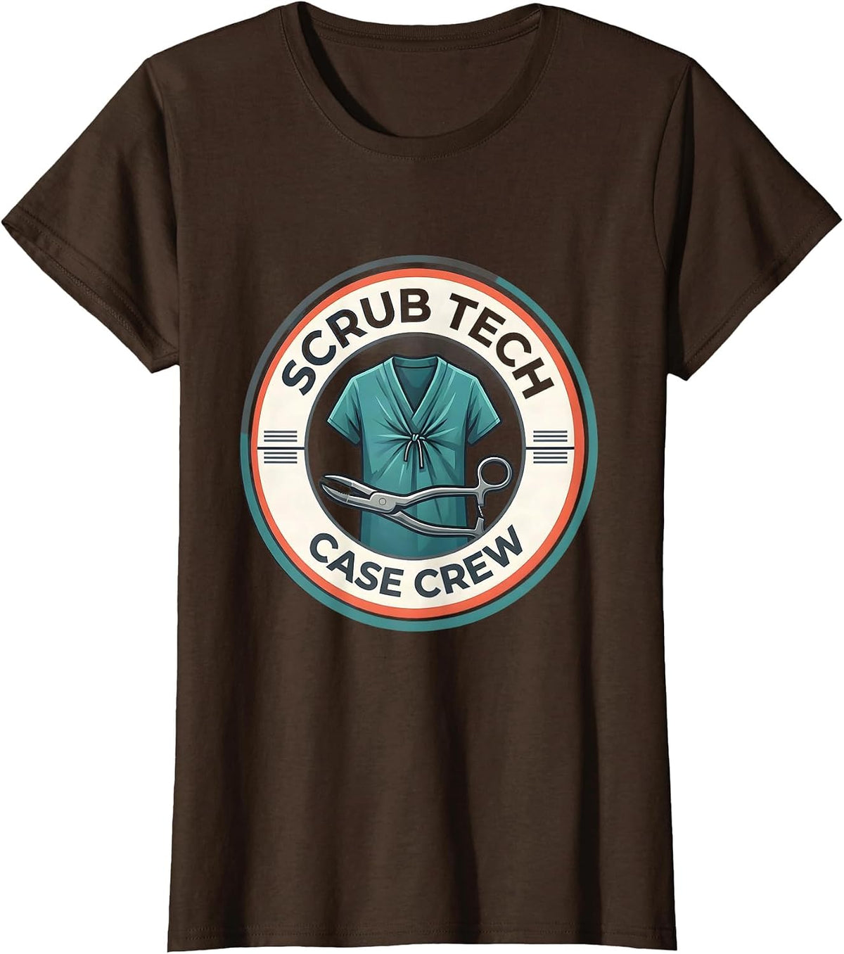 Women's Scrub Tech Case Crew Funny Surgical Tech Scrub Tech Gift T-Shirt - Brown