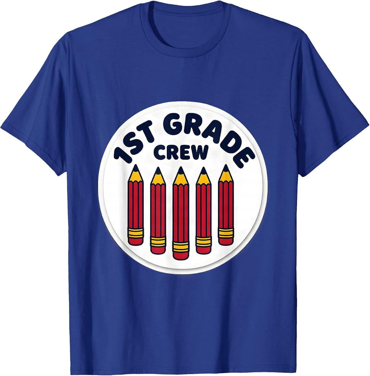 Men's 1st Grade Crew Funny Teacher Back To School Crew T-Shirt - Royal Blue