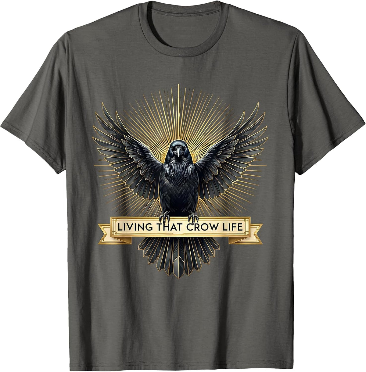 Men's Living That Crow Life Crow Lover Design T-Shirt - Asphalt Grey