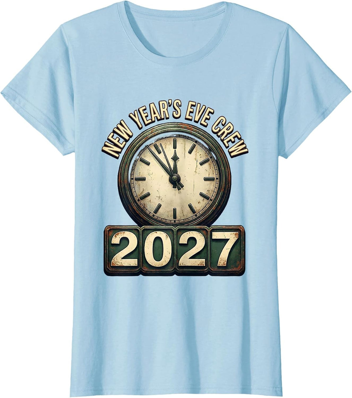 Women's New Year's Eve Crew 2027 Vintage Family Matching Holiday T-Shirt - Baby Blue