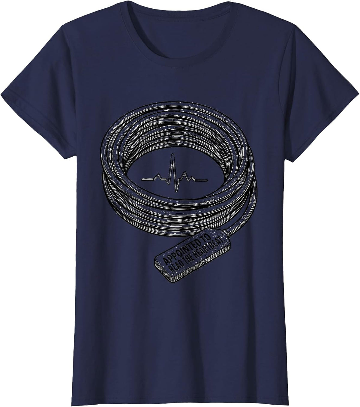 Women's Appointed To Read The Heartbeat Funny Sonographer Ultrasound T-Shirt - Navy Blue