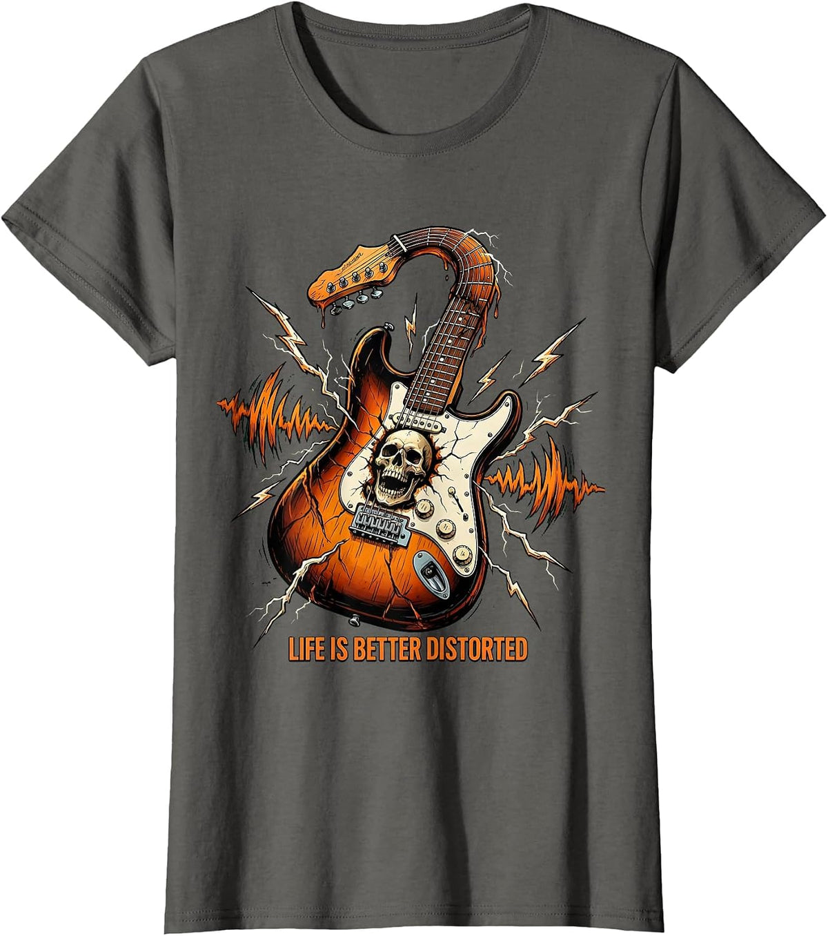 Women's Life Is Better Distorted Heavy Metal Design T-Shirt - Asphalt Grey