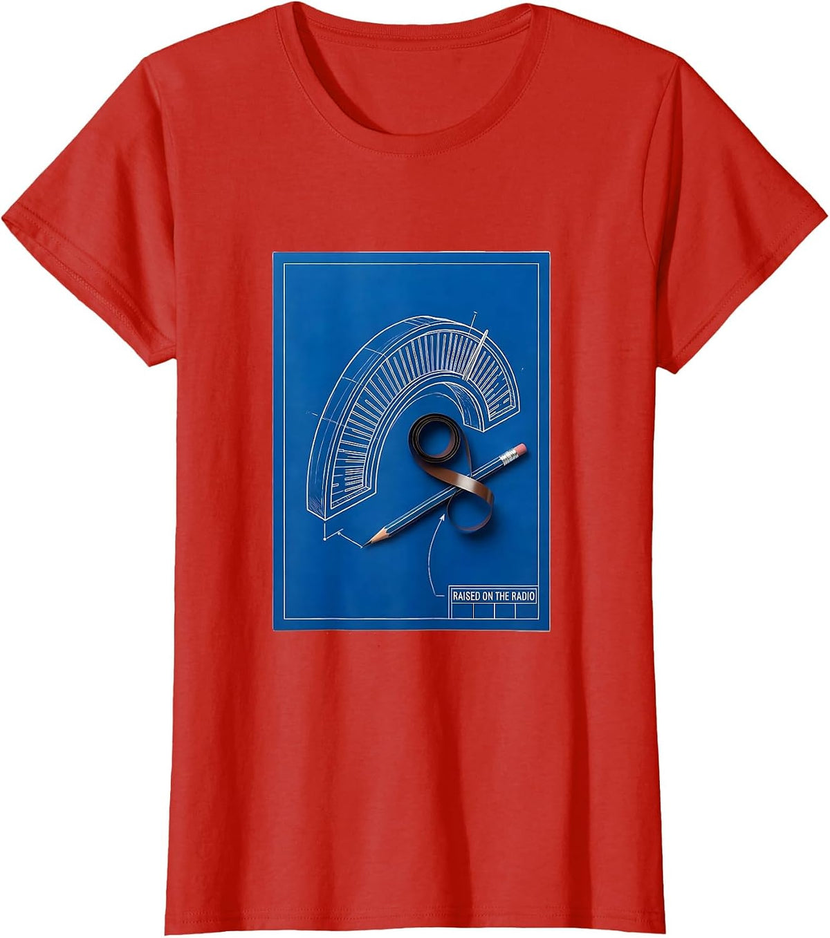 Women's Raised On The Radio Technical Blueprint 90s R&B Nostalgia T-Shirt - Red