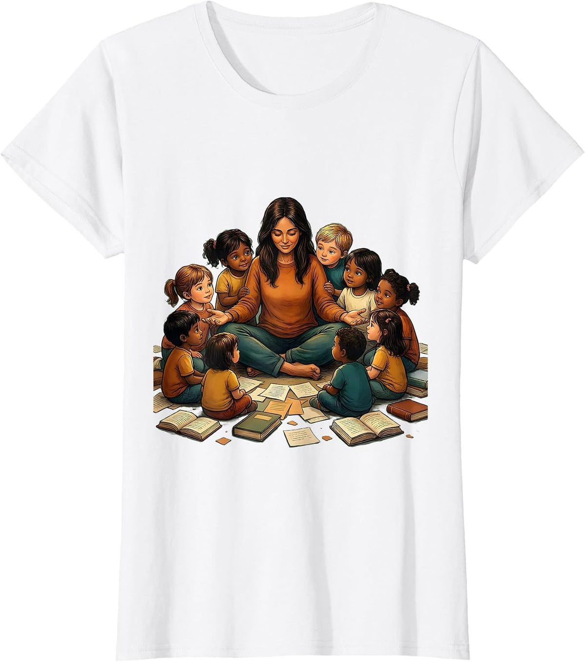Paraprofessional Educator Children Circle Illustration T-Shirt - White