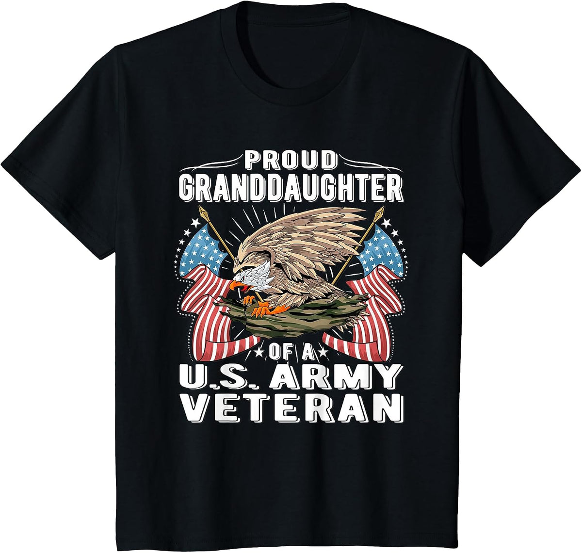 Proud Granddaughter of A US Army Veteran Military Vet Family T-Shirt - Black