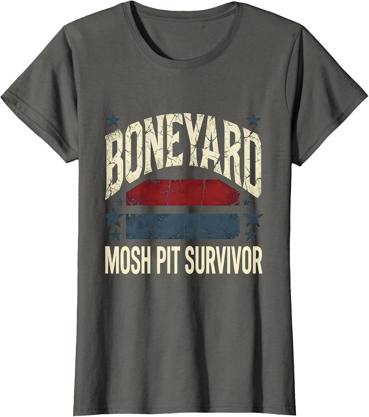 Women's Boneyard Mosh Pit Survivor Skeleton Rock Band T-Shirt - Asphalt Grey