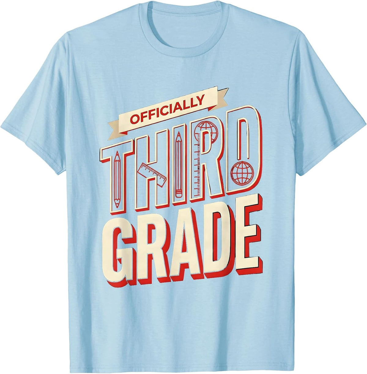 Men's Officially Third Grade Constructivist Poster Back To School T-Shirt - Baby Blue