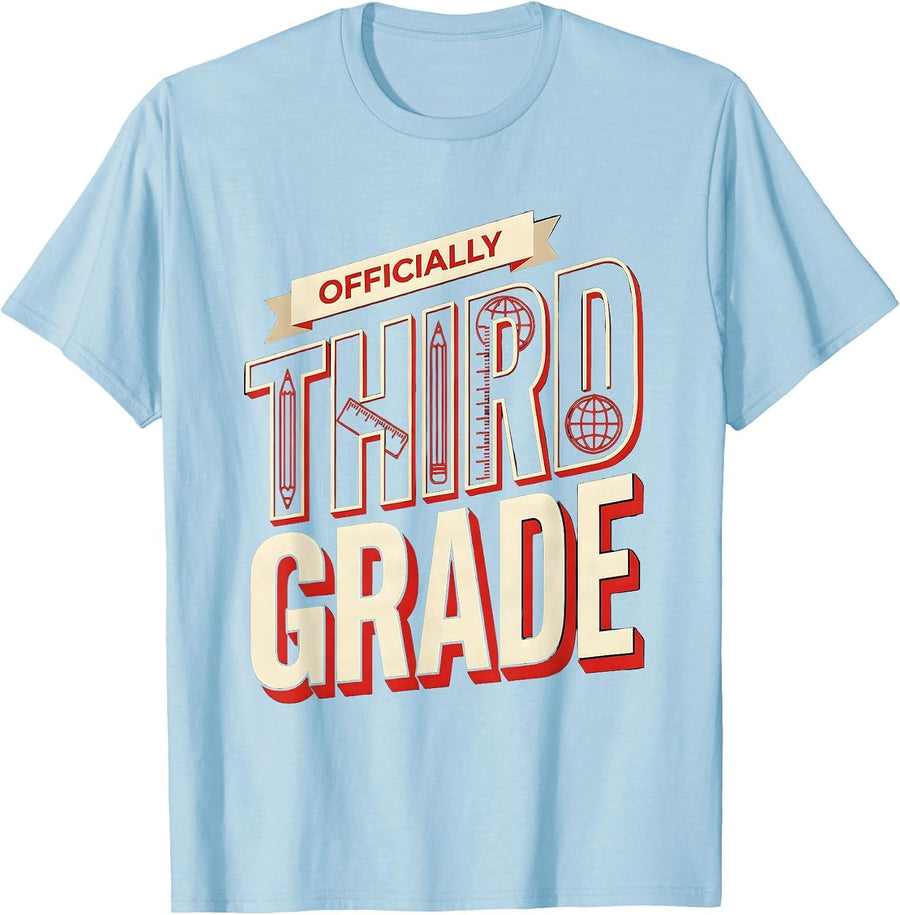Men's Officially Third Grade Constructivist Poster Back To School T-Shirt - Baby Blue