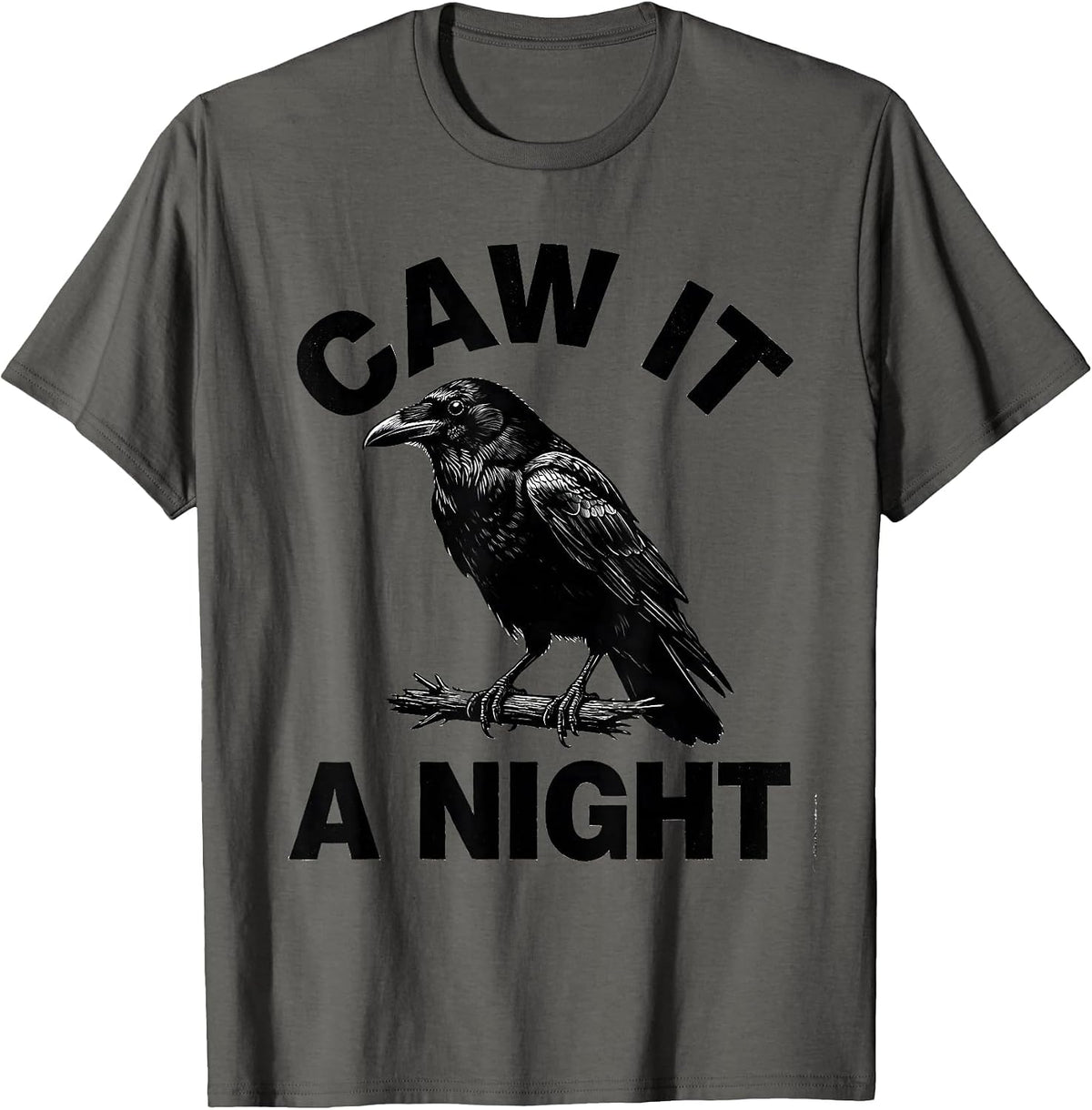 Men's Caw It A Night Dark Humor Gothic Crow Raven Bird Lover T-Shirt - Asphalt Grey