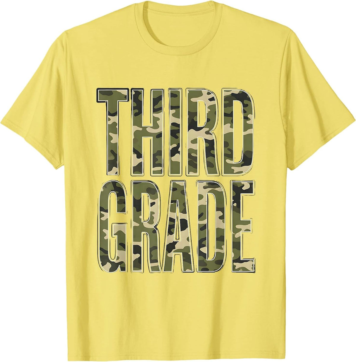 Men's Third Grade Camo Back To School Boys Teachers T-Shirt - Lemon Yellow