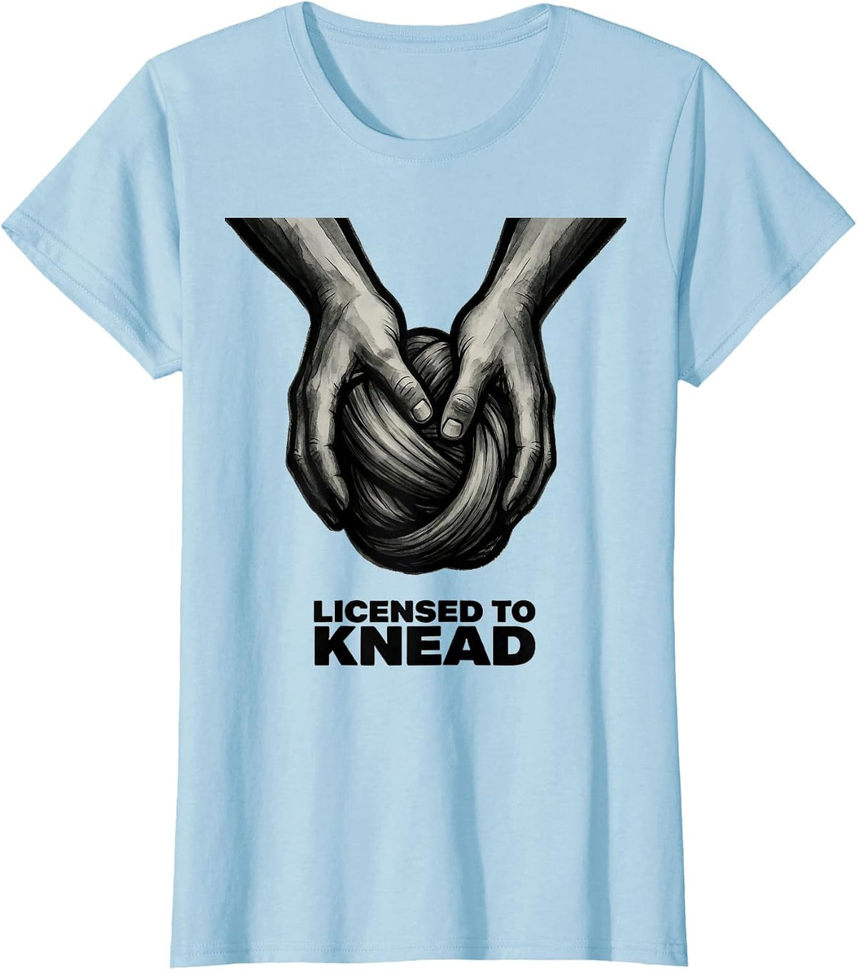 Women's Licensed To Knead Funny Massage Therapist Occupational Pun T-Shirt - Baby Blue