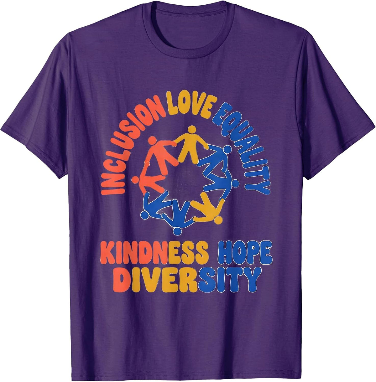 Men's Inclusion Love Equality Kindness Hope Diversity Social T-Shirt - Purple